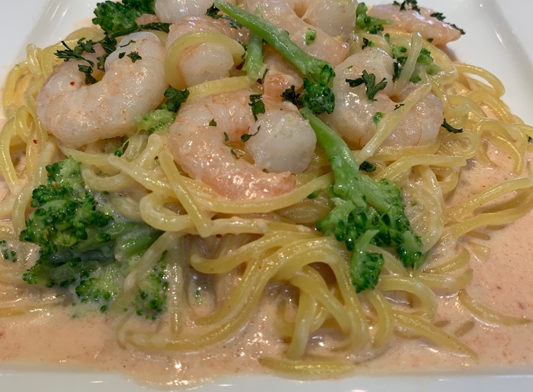 ぷりぷり海老の明太子クリーム